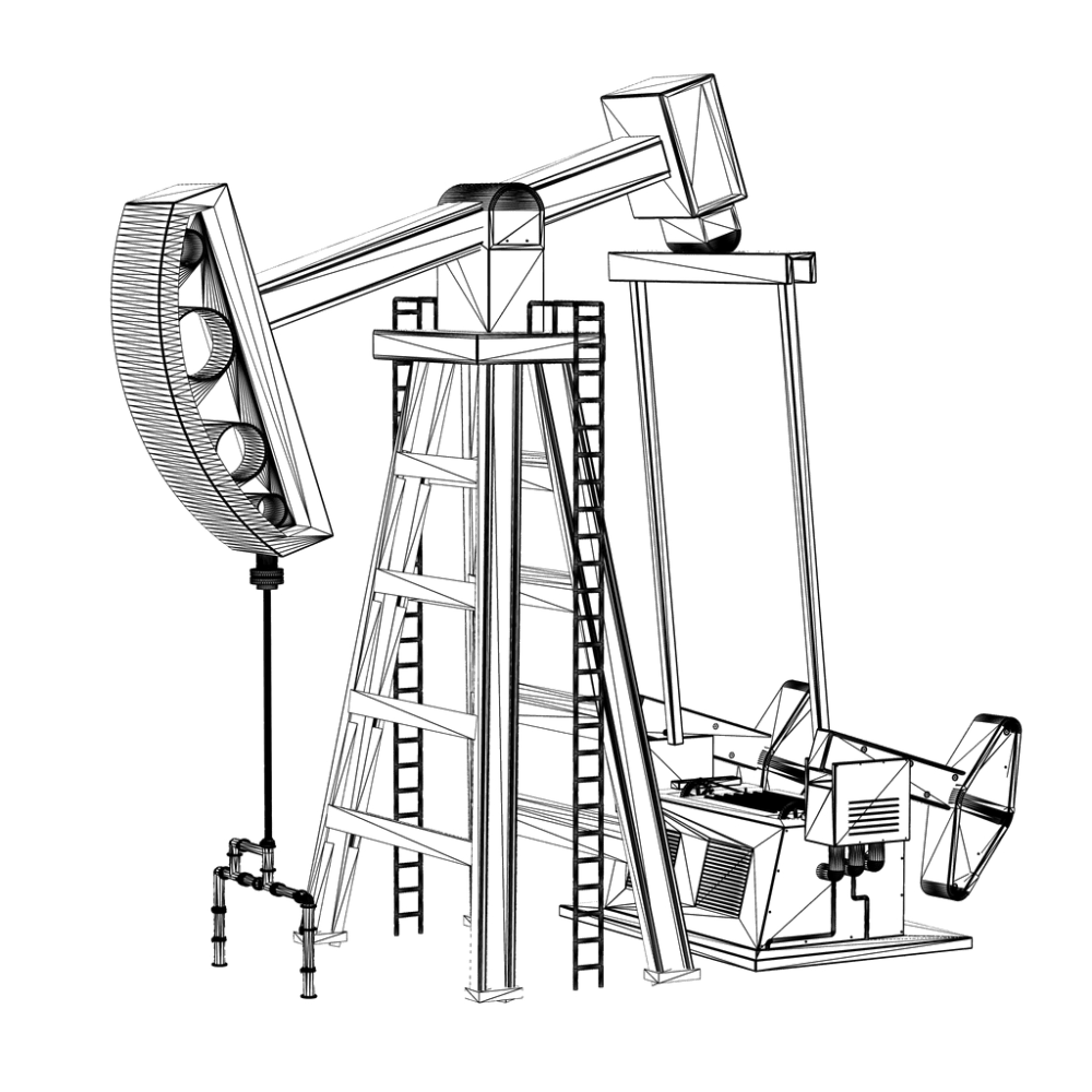 hand drawn image of an oil rig