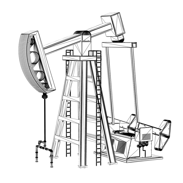 hand drawn image of an oil rig