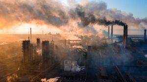 industry metallurgical plant dawn smoke smog emissions bad ecology aerial photography - Stag Liuzza