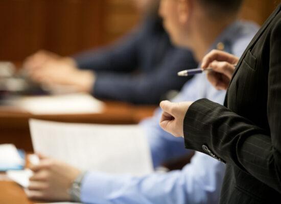 trial in a courtroom