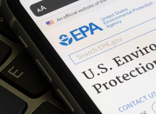 Portland, OR, USA - Apr 21, 2021: Closeup of the homepage of the United States Environmental Protection Agency (EPA) website seen on an iPhone.