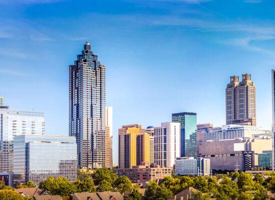 Downtown Atlanta Skyline showing several prominent buildings and