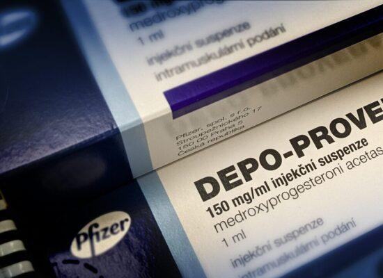 Boxes of the Depo-Provera contraceptive