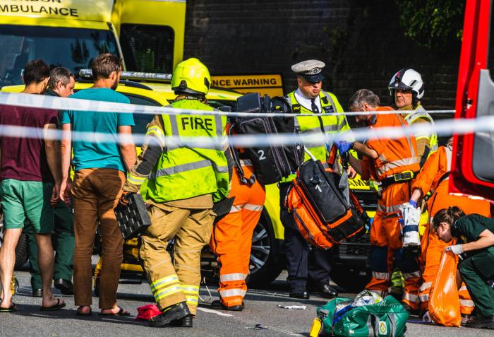 First responders at the scene of an accident