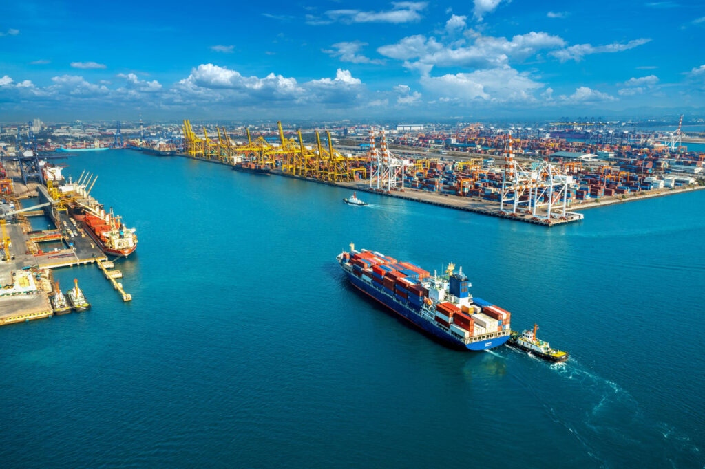 cargo vessel entering a Louisiana port
