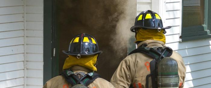 Firefighters fighting a blaze