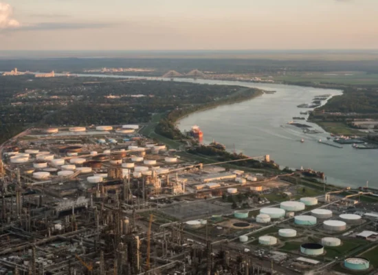 aerial view of cancer alley in Louisiana