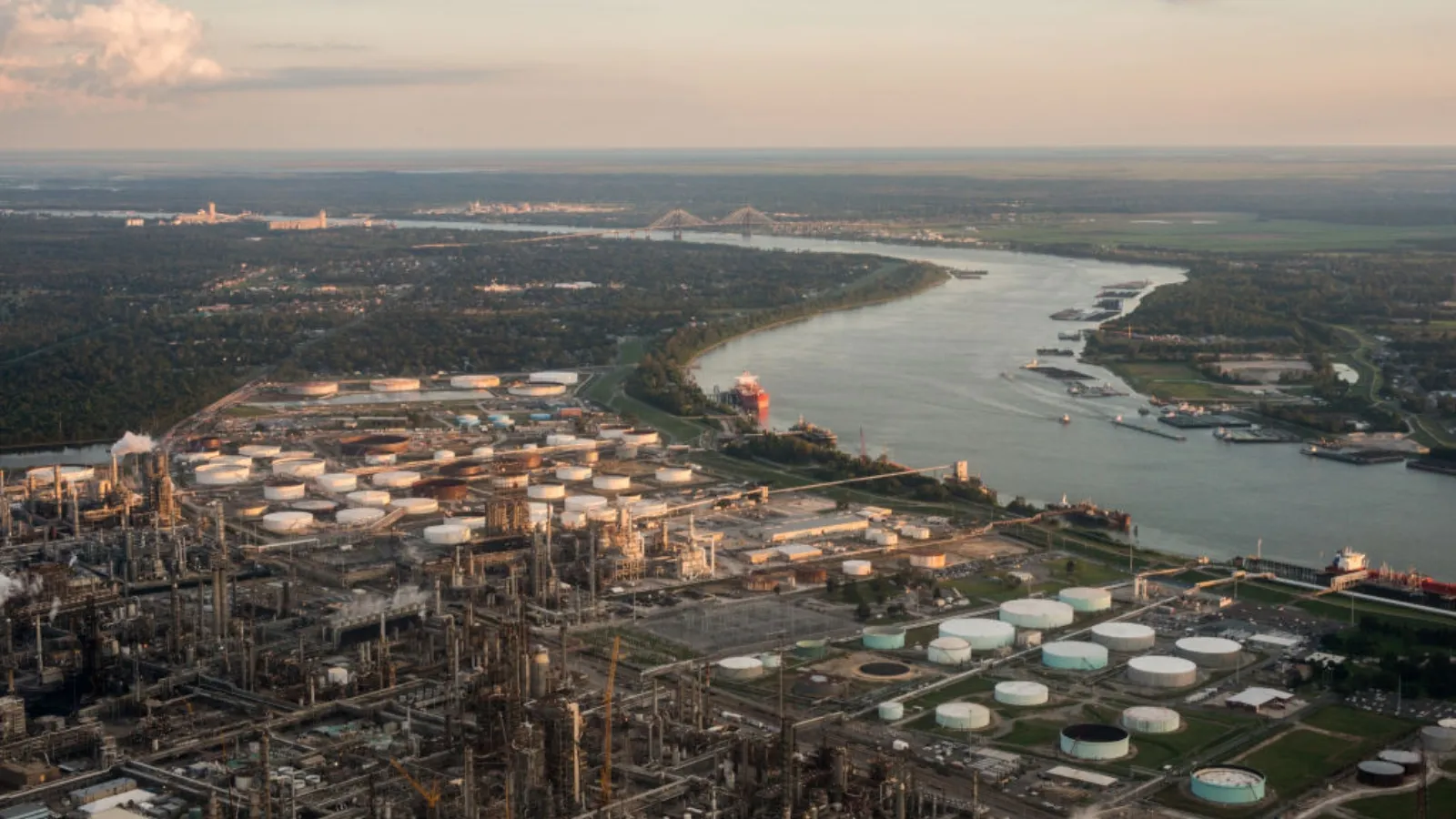 aerial view of cancer alley in Louisiana