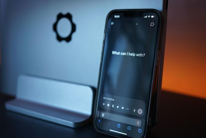 a cellphone with a large language model ai tool on the screen